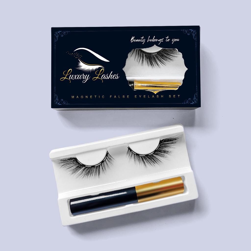 Magnetisches Set mit natürlichen, simulierten künstlichen Wimpern: 3 Paar mit abgewinkeltem Flügeldesign
