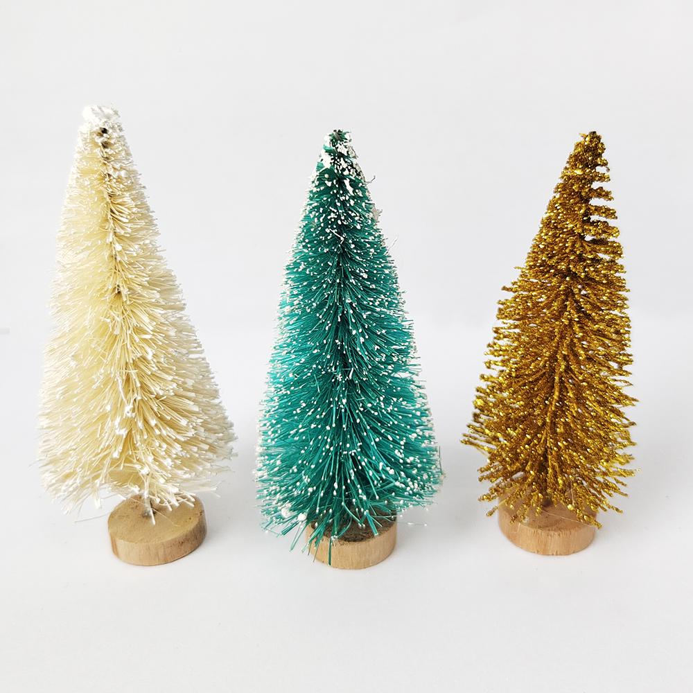 Mini Christmas Tree Ornament Artificial Cedar Pine Winter Snow Landscape Xmax Tree Tabletop Diy Craft Christmas Decoration 2023