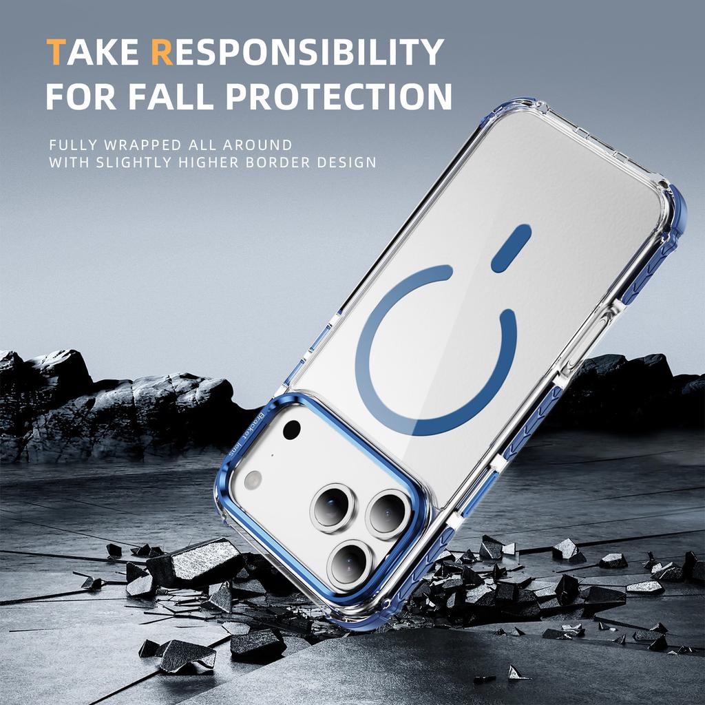 For iPhone 17 Pro Clear Phone Case with Lens Kickstand Cover Compatible with MagSafe