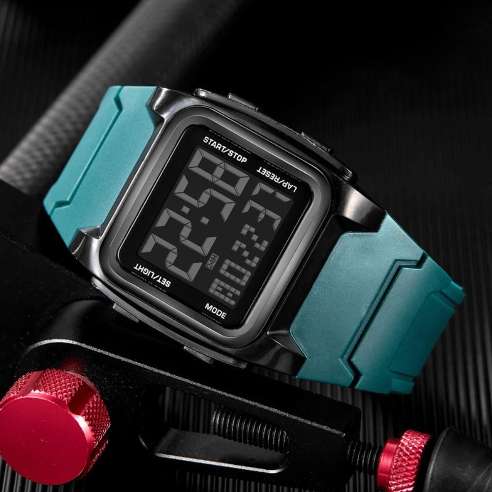 LED Display Sports Digital Watch Multifunction Glow-in-the-dark Electronic Wristwatch Stopwatch Square Quartz Watch For Men Kids