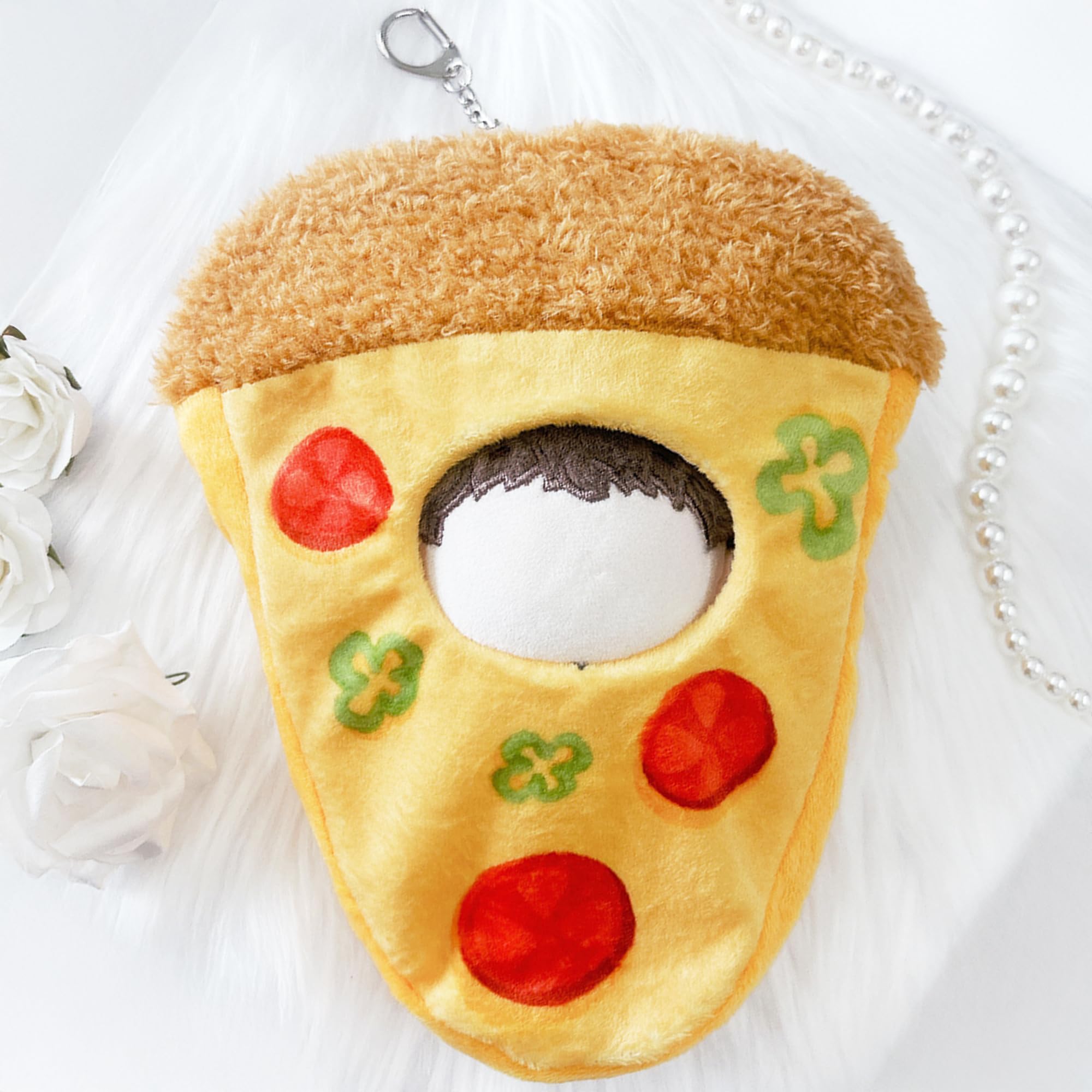 

Pizza-shaped stuffed animal costume [for 10-15cm figures] by g.triger. For use with Oshi-Nui (snuggling). [Product]