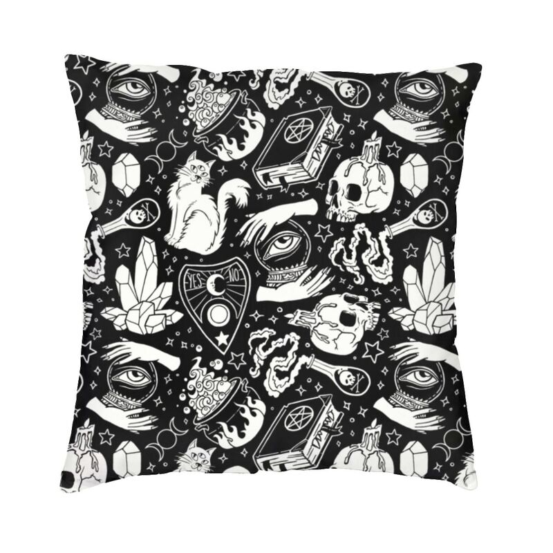 Halloween Witchcraft Witch Cushion Cover Soft Gothic Crow Cat Throw Pillow Case for Sofa Square Pillowcase Bedroom Decoration