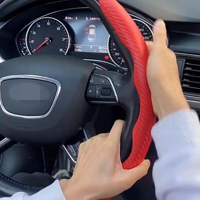 1 Paar Kohlefaser Leder Auto Lenkradabdeckung 1K Mikrofaser Leder PVC Rad Booster Abdeckung Rutschfest Universal ADM