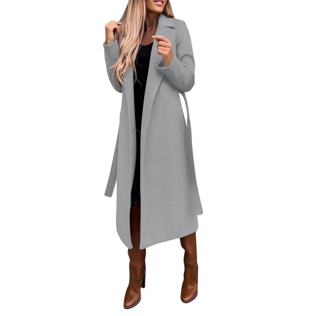 Cappotto Trench Lungo da Donna con Opzioni di Colore Multiple, Capospalla Elegante per Autunno e Inverno