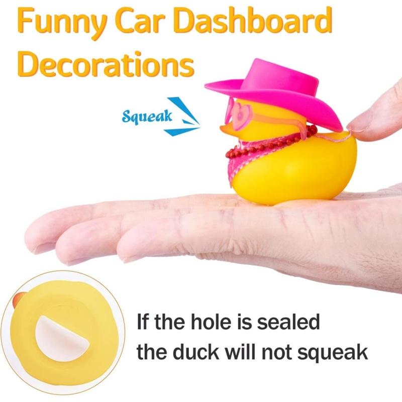 Rubber Cowboy Duck Car Ornaments Yellow Ducks Decoration Dashboard with Cowboy Hat Necklace Sunglasses