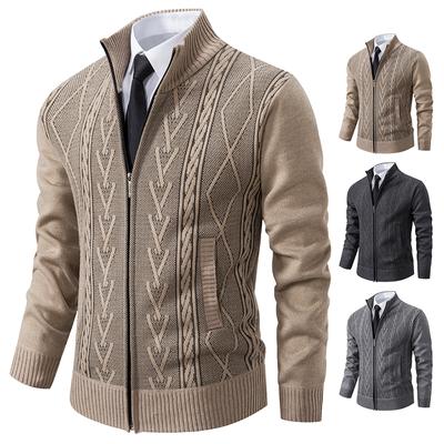 Autumn and Winter Men's Fashion Trend Sweater Sweater Zipper Stand-up Collar Casual Thick Cardigan Jacket