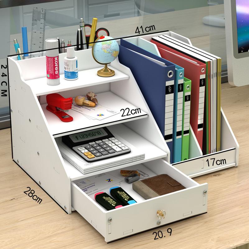 Desk Organizer Shelf - Multi-purpose Book Magazine Storage Stand Holder for School Office Supplies