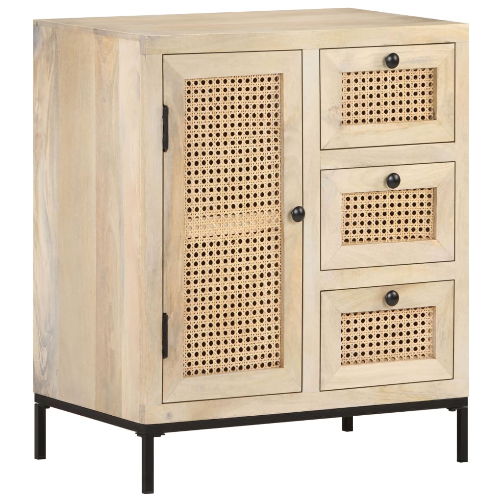 Sideboard 60x35x70 cm Solid Mango Wood and Wicker