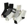 Female Spring and Autumn Simple Stripe Trend New College Wind Absorption Sweat All Build In The Tube Cotton Socks