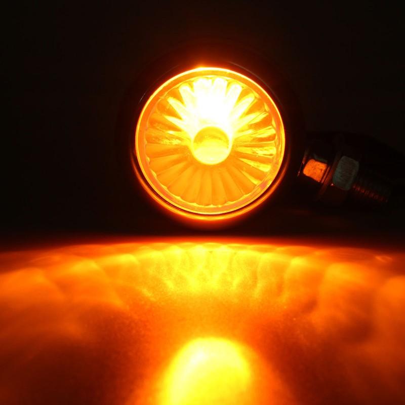 New 4x Universal Classic Black Metal Motorcycle Turn Signal Indicator Light Lamp Bulb For Harley Cafe Racer