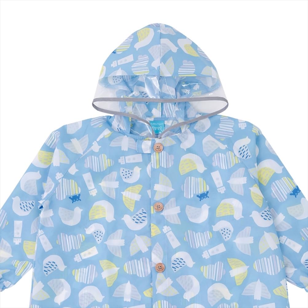 ogawa Kukka Hippo Seagull with Reflective Backpack with Storage and Adjustable Tucks for Wearing Over a Backpack Kids' Raincoat, 110cm, Design, Tape,