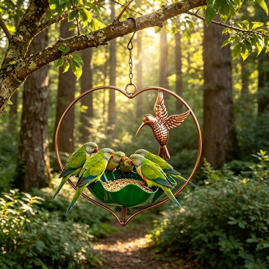 Outside Hummingbird Bird Feeder, Weather-proof Metal Butterfly Bird Bath, Hanging Feeding Bowl for Outdoor Garden Patio Yard