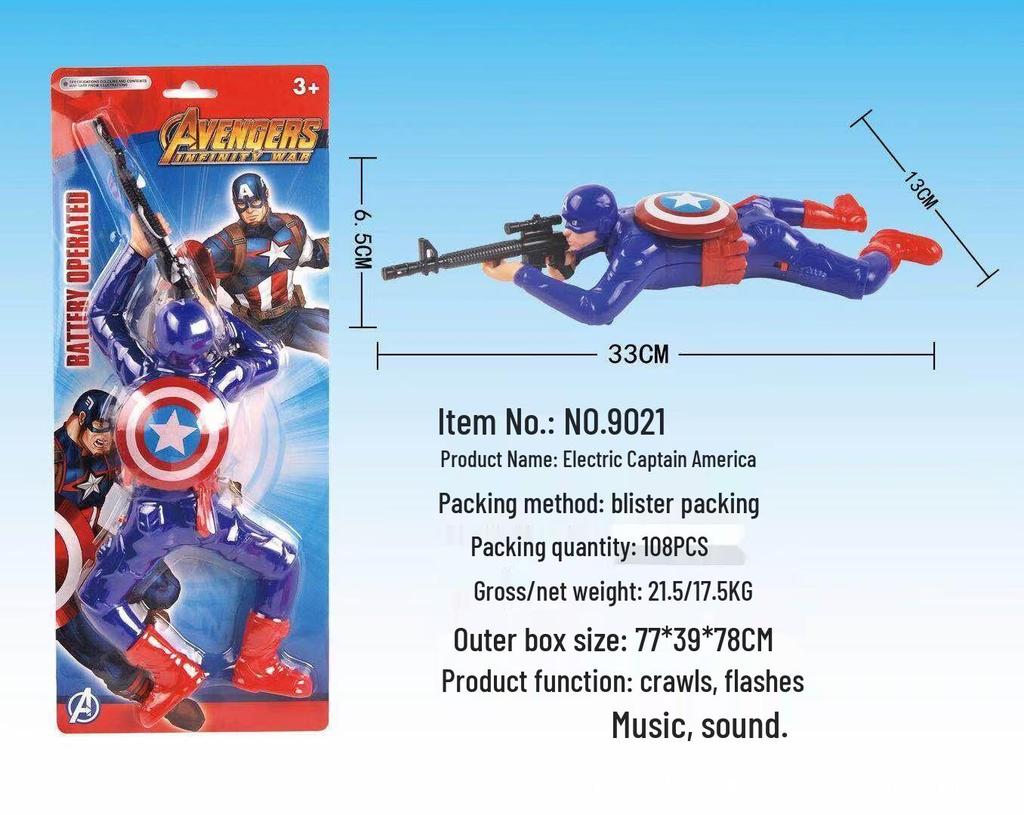 Electric Crawling Captain America & Spider-Man Toy: Lights, Sounds, Music Simulation
