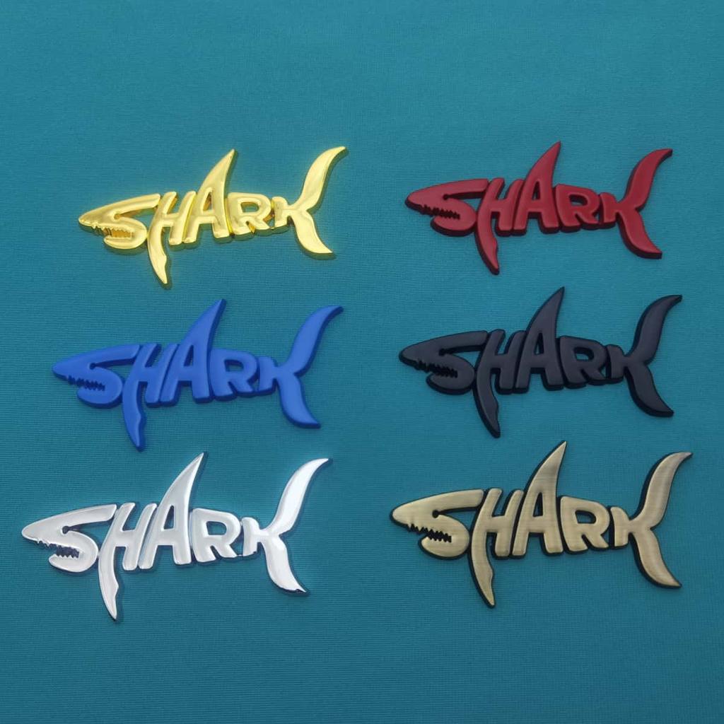 1Pc 3D Metal Shark Logo Car Rear Trunk Emblem Sticker, Car Sider Fender Badge Sticker for Car Body Stying Decoration Accessories