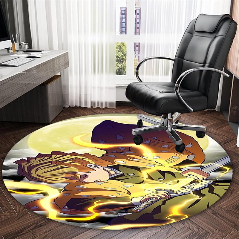 1pc Agatsuma Zenitsu Carpet, Round Rug, Comfortable, Suitable for Entryways, Living Rooms, Office, And Bedrooms, Christmas Decoration