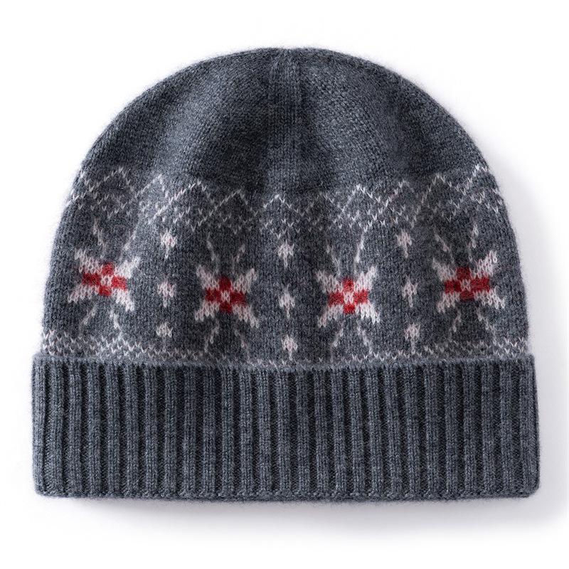 Fair Island Wind Jacquard Kaschmir Mütze Verdickte Strickmütze Herren und Damen Herbst und Winter Riesiger Thermischer Ohrschützer Wollmütze