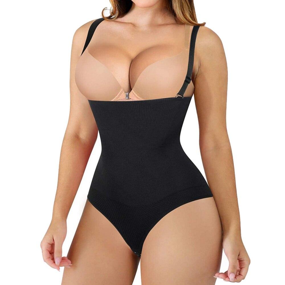 Women Waist Trainer Shaping Bodysuit Seamless Tummy Control Panty With Shoulder Strap Body Shaper Butt Lifting Panties