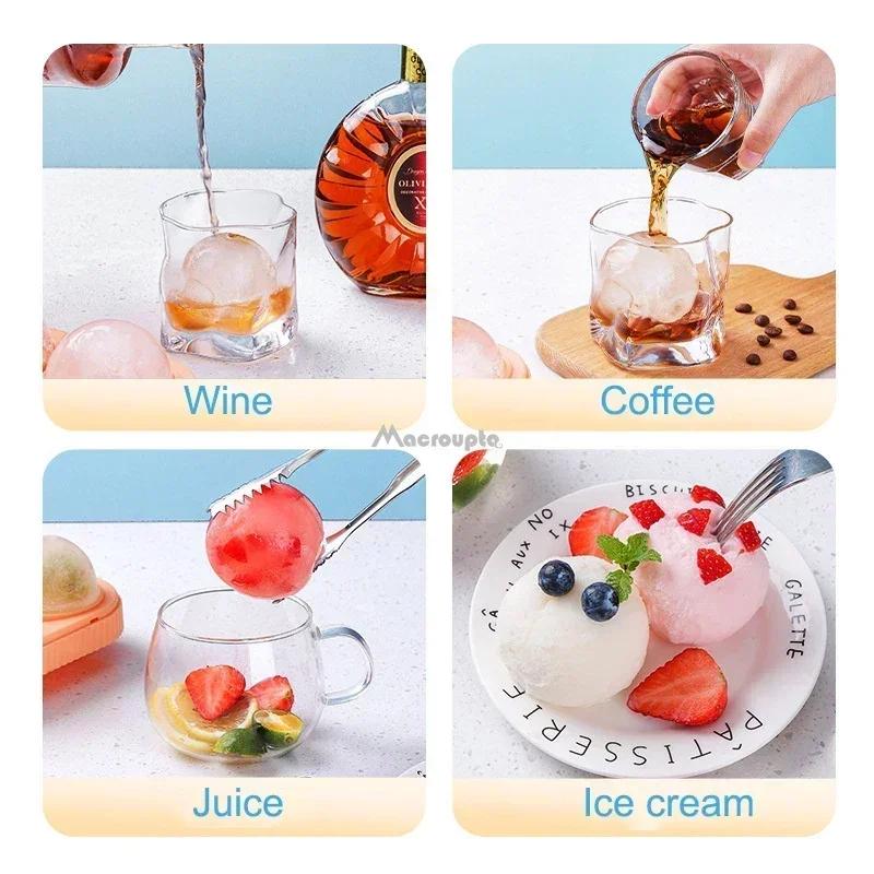 Silicone Ice Ball Maker Large 6.5cm 3D Big Round Sphere High Balls Ice Shape Cube Mold Tray for Whiskey Cocktail Bar Tools Mold