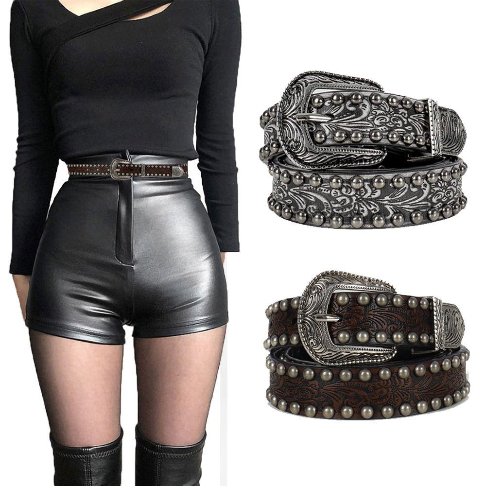 Y2K Geschnallter Taillengürtel Schicke Legierungsschnalle Taillenband Damen Herren PU Ledergürtel