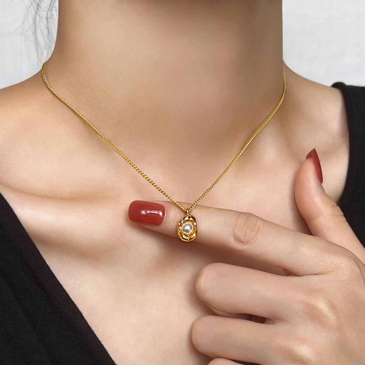 

Золотое двухслойное теплое колье-боб для женщин – Осенне-зимняя ключичная цепочка золотой