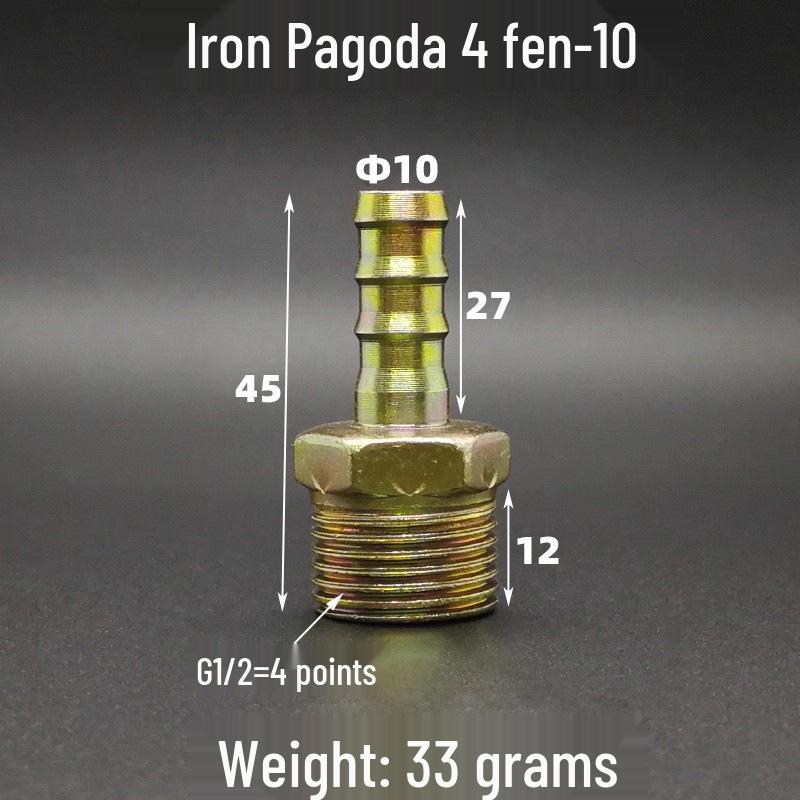 Iron-Plated Threaded Pagoda Hose Connector - Fits 1/2, 3/4, 3/8, 1/4, 1 Inch