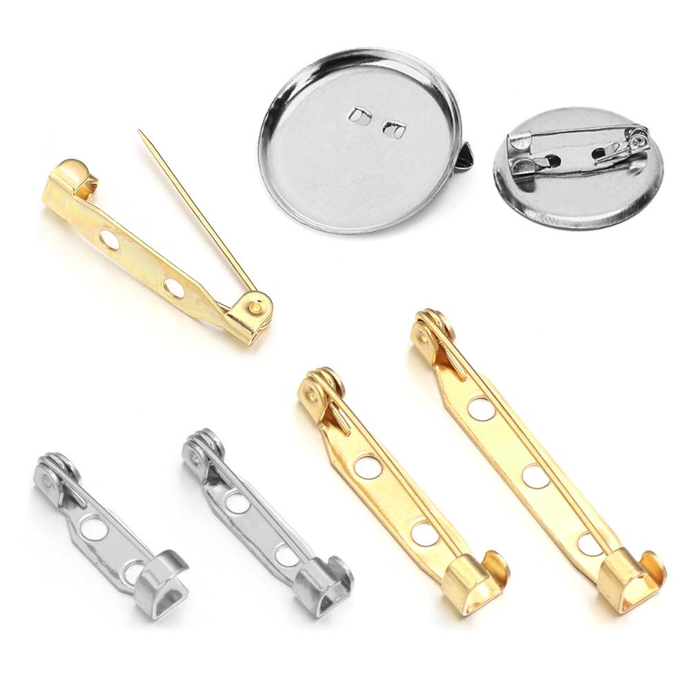 10-20pcs/Lot 316 Stainlesss Steel Brooch Base Pins Clasps 17 19 25 32mm With 2 Hole For Women DIY Jewelry Making Findings