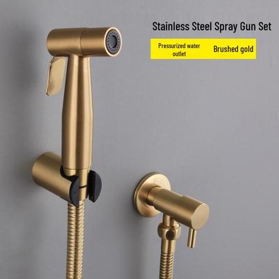 SUS304 Grau gebürstetes Gold Bidet-Sprühpistolen-Set mit Winkelventil für Toilette