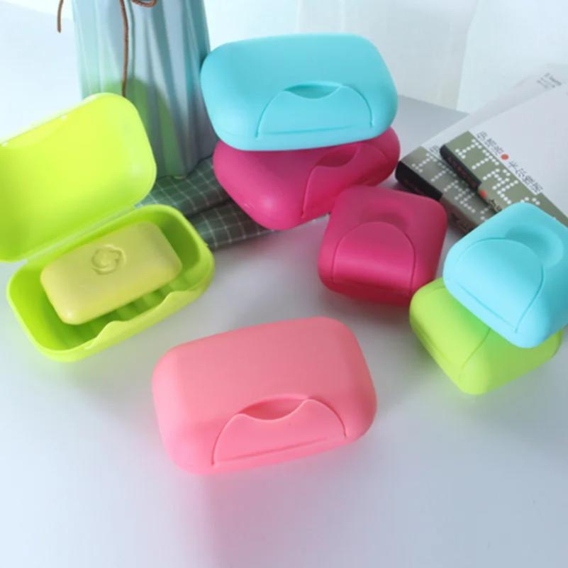Portable Travel Soap Box Container Bathroom Acc Home Plastic Soap-Boxes with Cover Small/big Sizes Candy Color Soaps Dish Holder