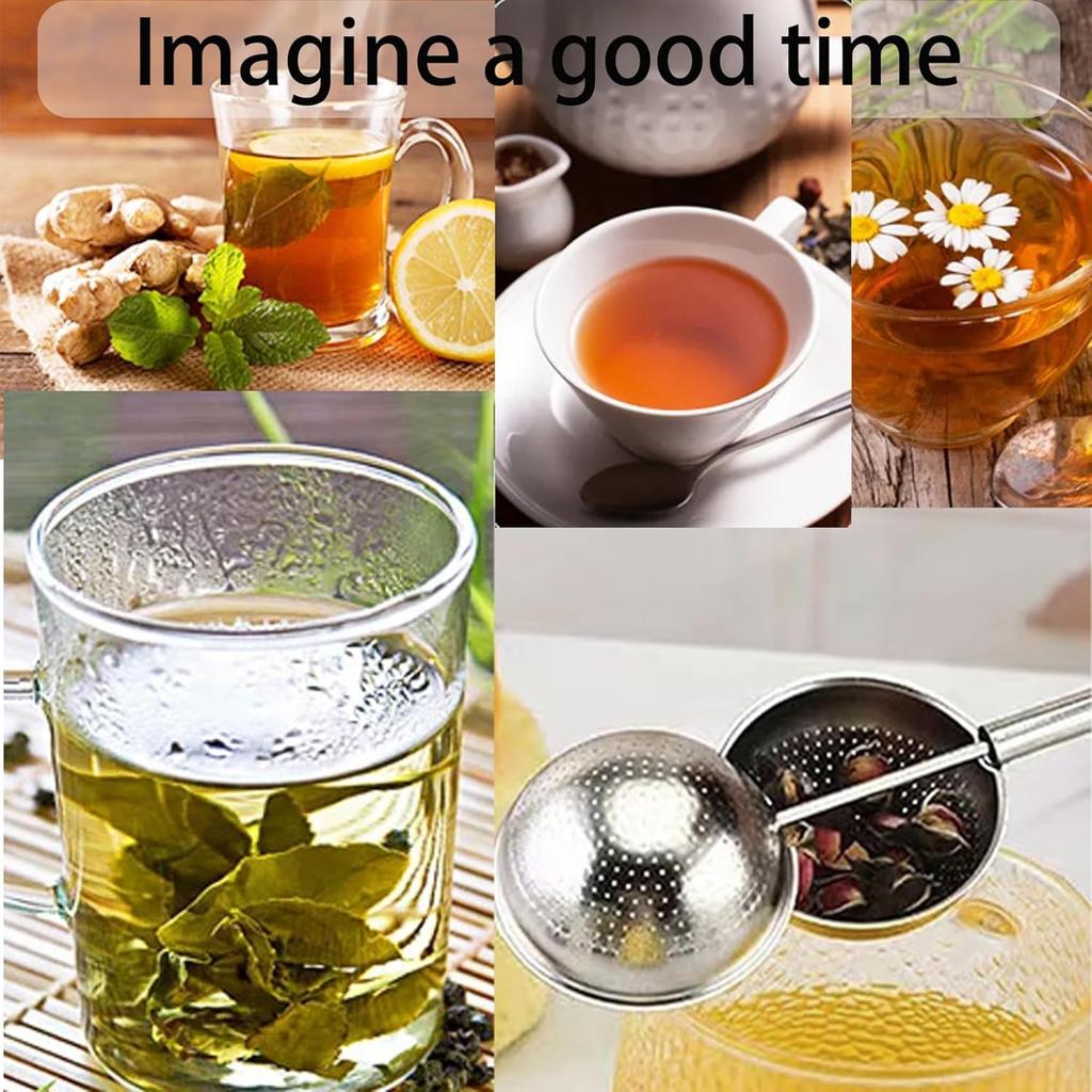 Long Handle Tea Ball, Stainless Steel Tea Infuser for Loose Leaf Tea, Filters with Handle for Cup and Teapot, Reble Fine Mesh Tea Interval Diffuser