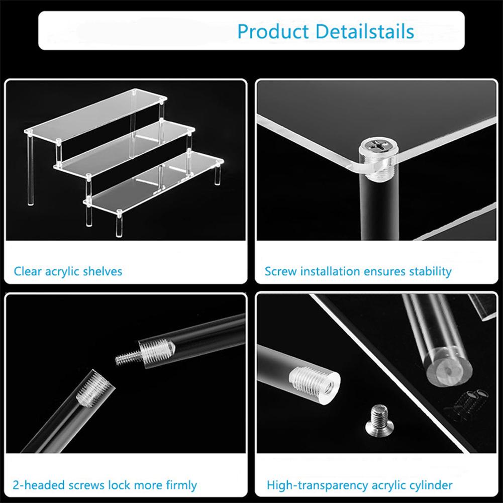 Figurine Display Stand Single Layer 30cm Long (30*8*5cm) Acrylic Display Stand Versatile Use Hassle-free Assembly Retail Store