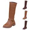 Women's Fashion Casual Retro Belt Side Zipper High Top Mid Calm Boots Glitter Rain Boots for Women Mid Calf