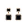 Elegant Black Rhinestone Square Stud Earrings: 2022 Korean Style Women's High-Class Dangles