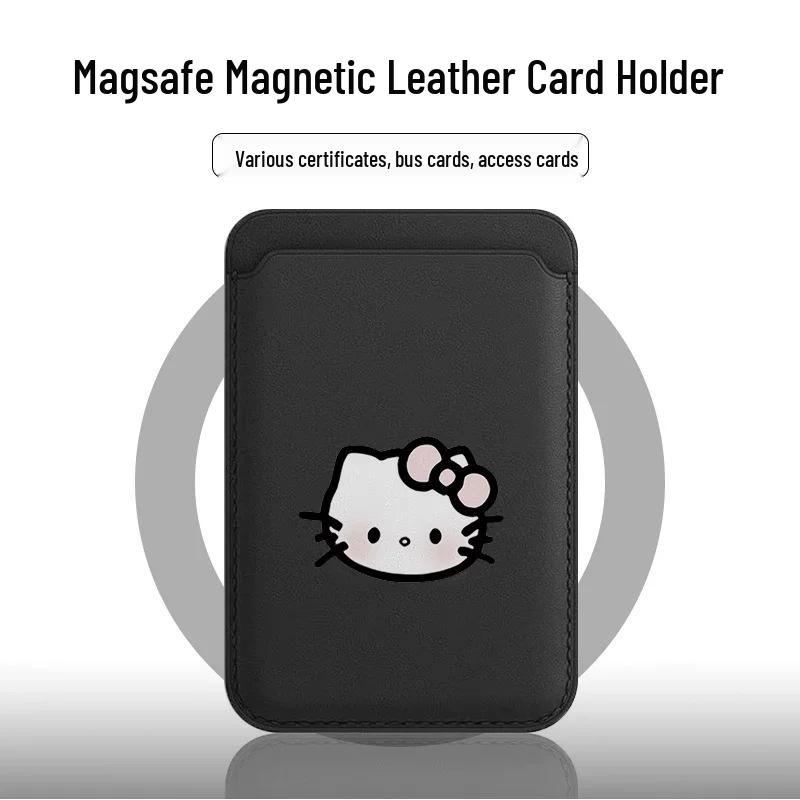 Hello Kitty MAGsafe-Compatible Magnetic Leather Card Holder for Apple Phone Cases Single Card Holder