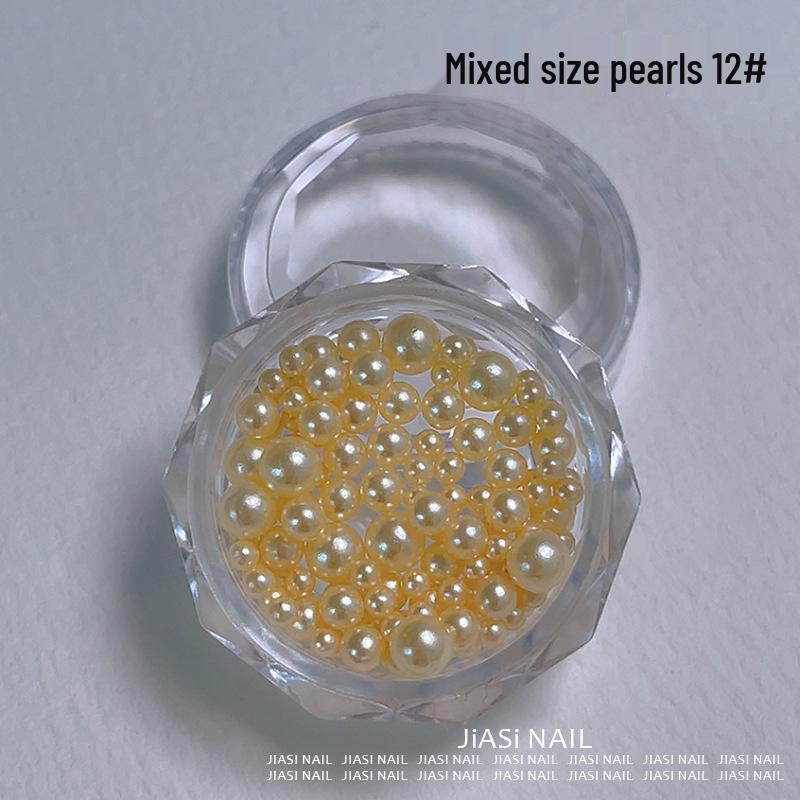 Christmas 12-Grid Mixed Color Pearl Nail Art High-Gloss 3D Beads Decorations