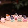8Pcs Cat Ornament Mini Hand Painted Realistic Collectible DIY Accessories Adorable Cake Topper Teacup Cat Figurine Desktop Decor
