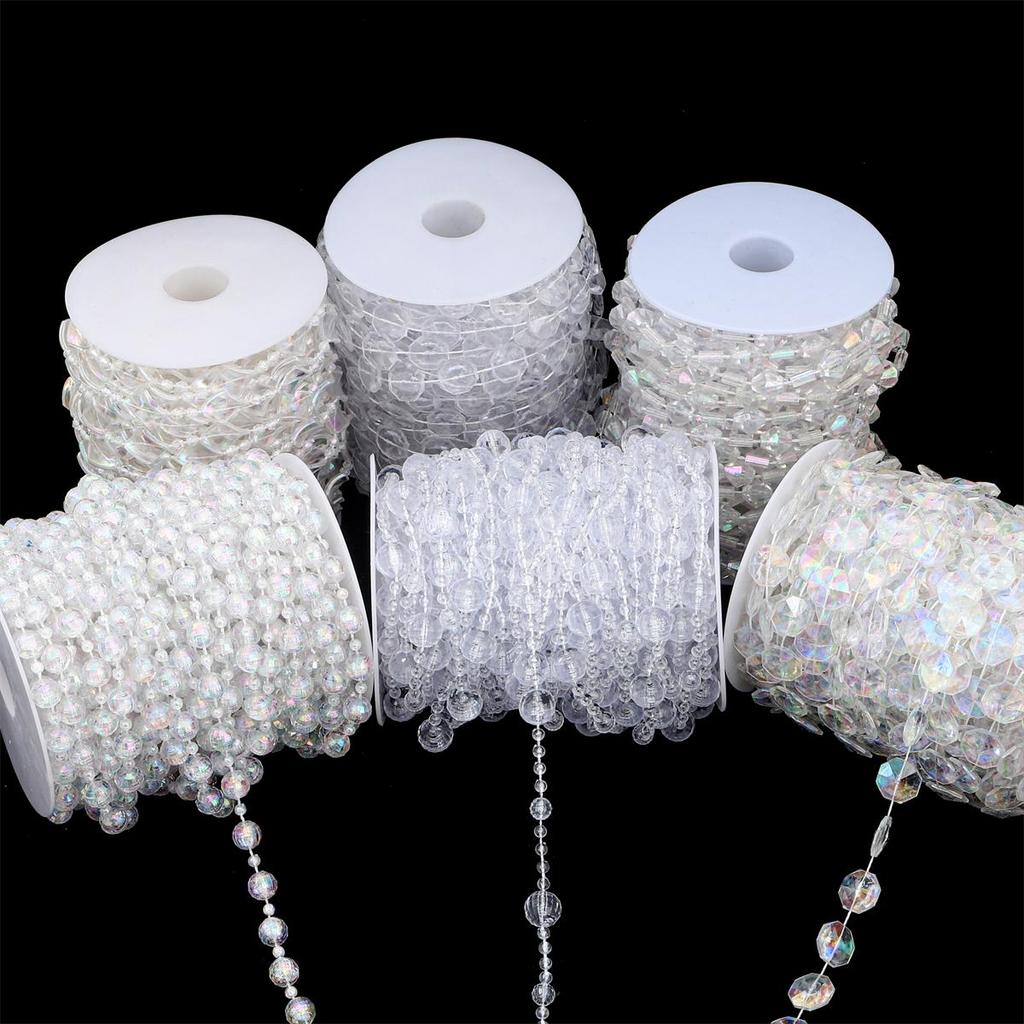 3Yard/ bag Akryl Gjennomsiktige perler for bryllup dekorasjon Hjem Party Ornament Supplies