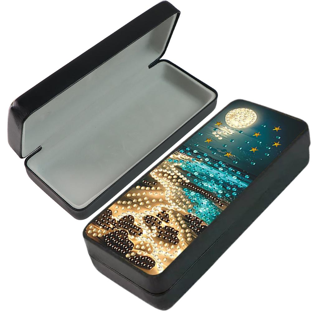 PU Strass Brillenaufbewahrungsetui Kunsthandwerk Diamantmalerei Weitsichtigkeitsbrillenbox für täglichen Arbeitsweg Reisen Tragen