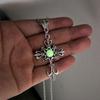Cross Pendant Necklace Punk Choker Luminous Stone Necklace Hip Hop Clavicle Chain Necklace Gothic Jewelry for Egirl Eboy