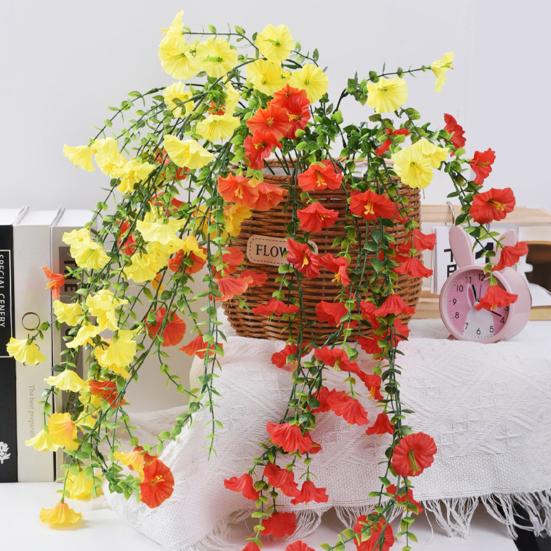 Hanging Artificial Morning Glory UV Resistant Fake Flower Indoor Outdoor Garden Porch Patio Wall Hanging Faux Flower Decoration