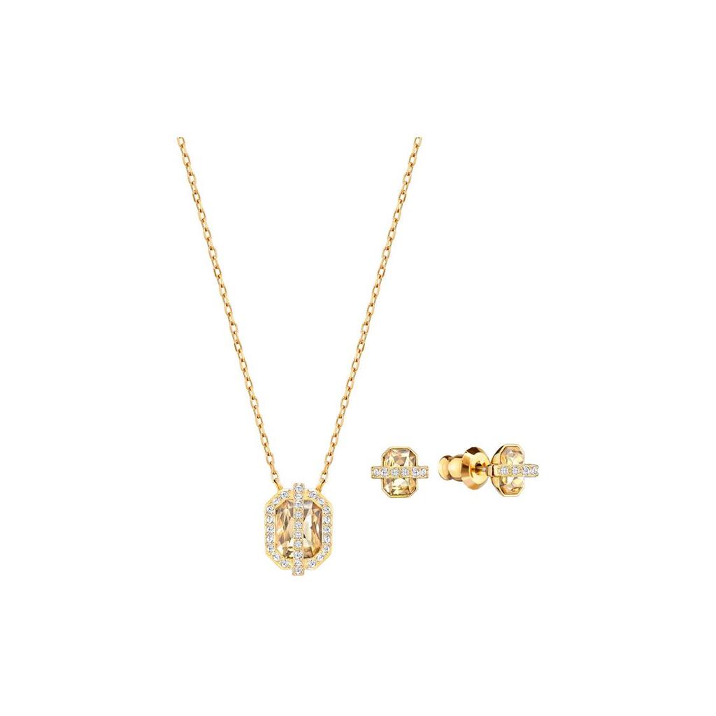 Swarovski Favor Serie Gold Quadrat Geometrisch Ohrringe Halskette Set Damen Schmuck 5528953
