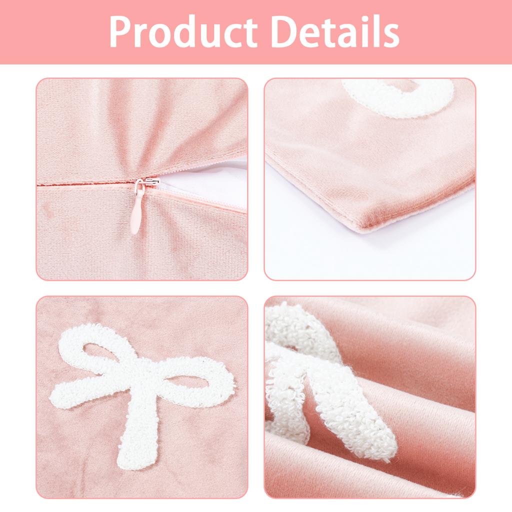 Cute Bow Pillowcase Birthday Party Decor Soft Pillow Cover for Home Girls Favors Cushion Cover Wedding Baby Shower Supplies