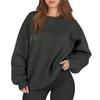 Women's Fashion Long Sleeve Loose Oversize Solid Color Half Zipper Neck Sweater Top With Pockets