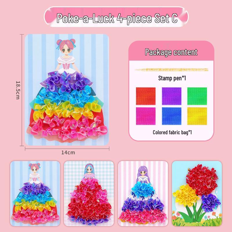 

Раскрашенное вручную платье принцессы в горошек для переодевания и книга с наклейками для DIY для детей