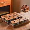 Compartmented Walnut Wood and Glass Snack Tray