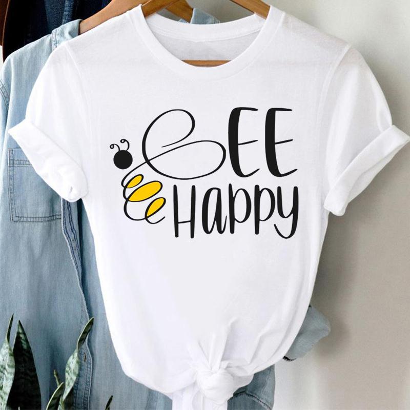 90er Jahre Damen Print Friedensschatten Kurzarm T-Shirt Top Mode T-Shirt Kleidung Lässig Sommer Dame Weiblich Grafik-T-Shirt