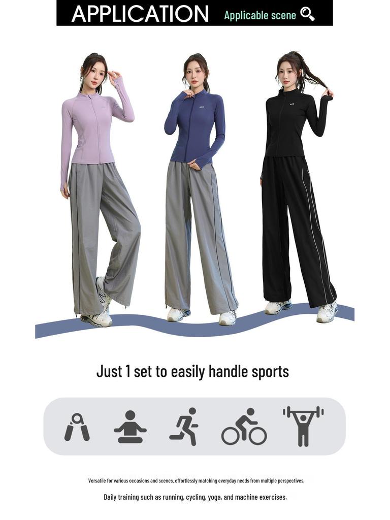 Damen Slim-Fit Atmungsaktiver Badmintonanzug - Herbst/Winter Schnelltrocknendes Sportbekleidungsset mit Reißverschluss und langen Ärmeln