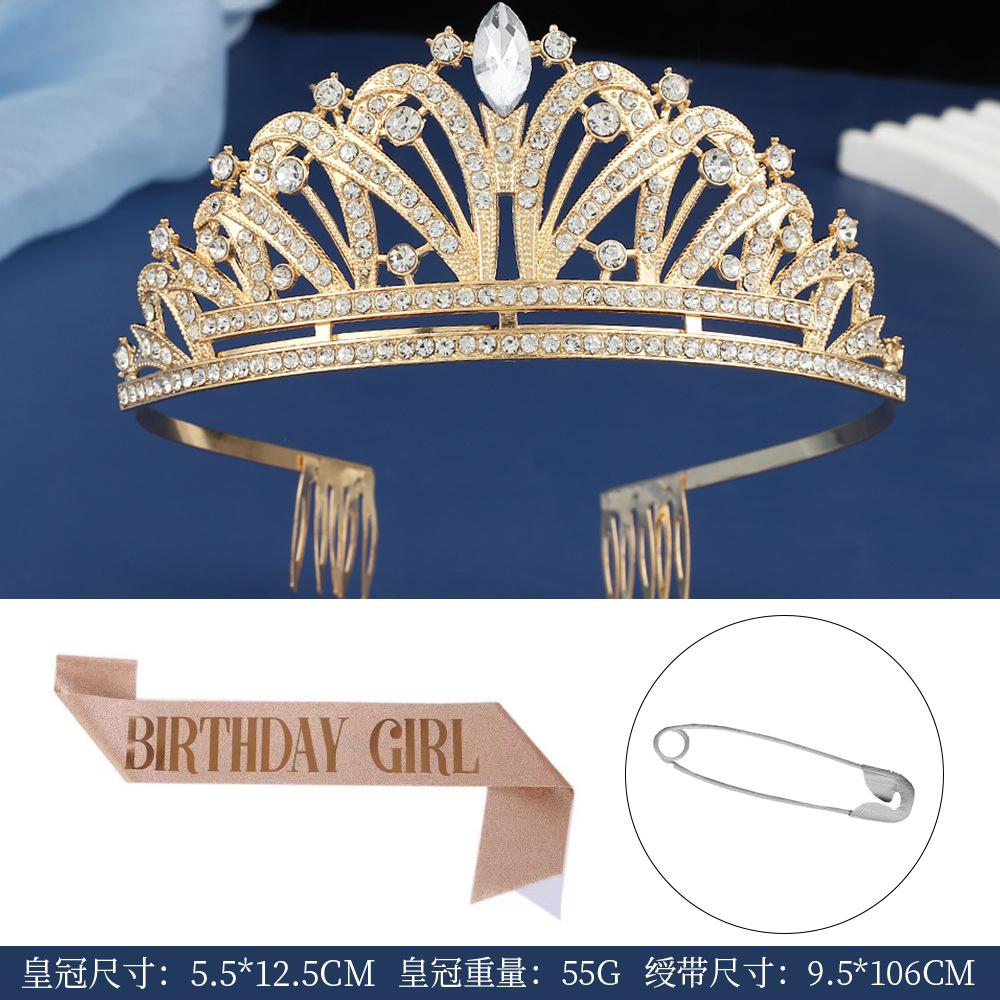 New Alloy Children's Crown Premium Princess Love Insert Comb Hair Accessories Bridal Pearl Birthday Crown