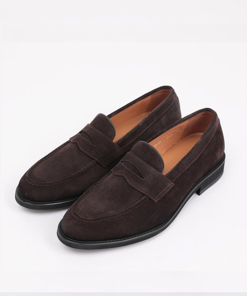 Brenowelt First Italian Suede Dark Brown Penny Loafers