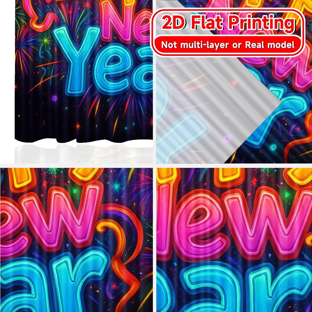 Modern Flat Printing Newyearjoy Curtains Durable Polyester Gifts Perfect Living Room Home Light Filtering Set Of 2 Made Great Decor
