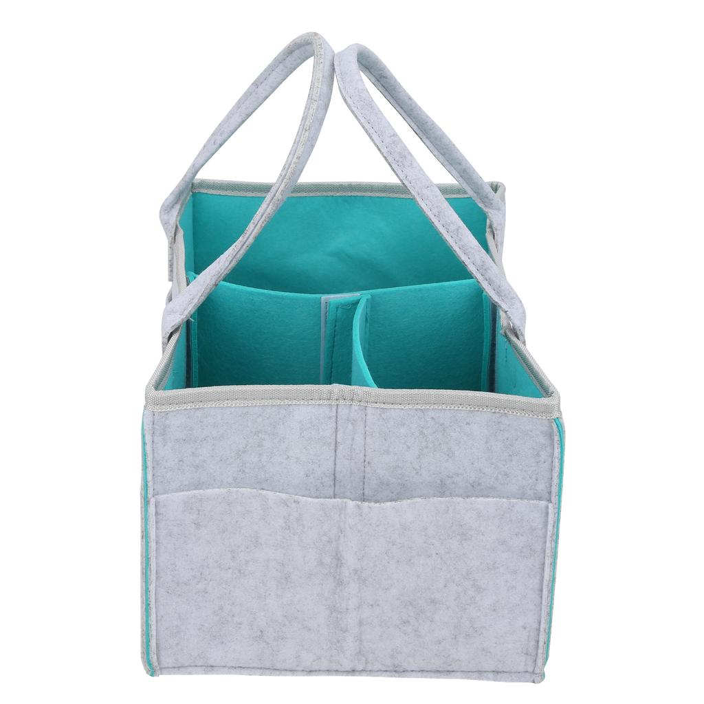 Baby Diaper Organizer Multiple Compartments Mommy Handbag Felt Travel Makeup Holder(Light GrayGreen
